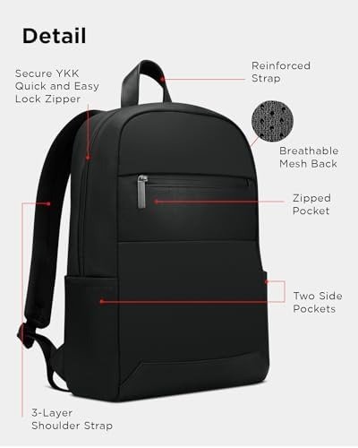 Lenovo Laptop (B500) -15L Capacity Padded Tablet & Computer Bag with Lock Zipper, Water-Resistant Backpack, Black, 15.6 Inch